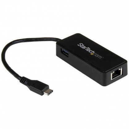 Startech Adaptador de Red Gigabit USB-C Negro con Puerto USB Extra