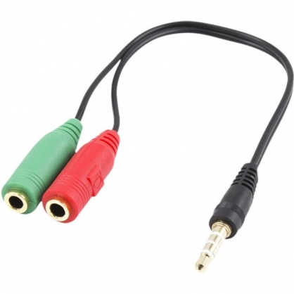 Ewent Cable Adaptador Audio Jack 3.5M a 2x Jack 3.5H de 3 Pines 15cm Negro